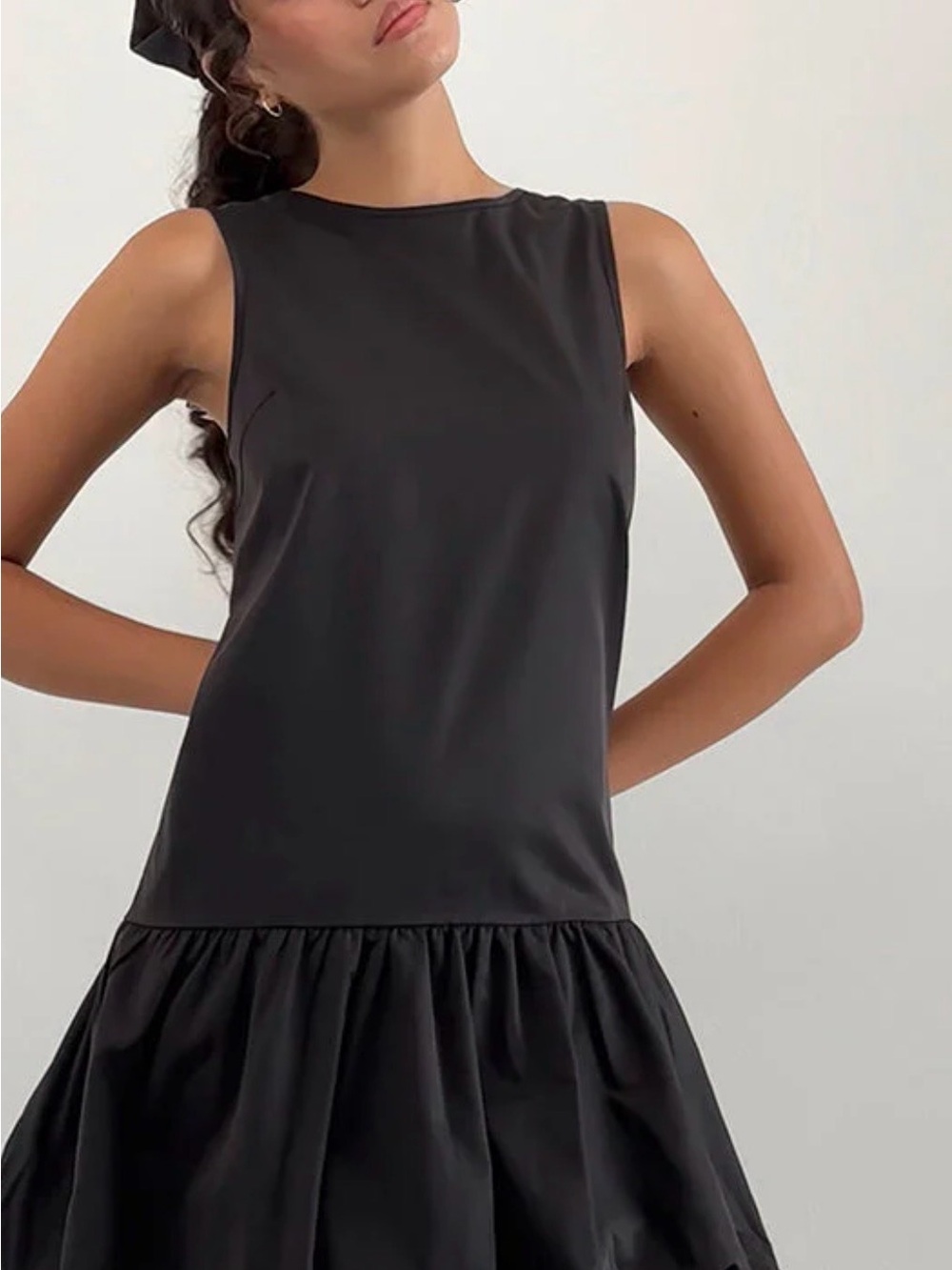 Motel Rocks Black Mini Drop-Waist Ruffle Dress - Picture 2 of 4